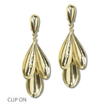 112557, TRIPLE PETAL DROP CLIP ON EARRINGS