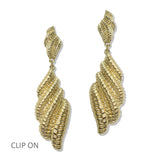 112558, TEXTURED SHELL DROP CLIP ON EARRINGS