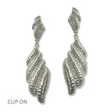 112558, TEXTURED SHELL DROP CLIP ON EARRINGS