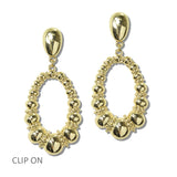 112559, POLISHED GRADUATED BEAD HOOP CLIP ON EARRINGS