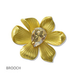 112561, TEARDROP CRYSTAL TEXTURED FLOWER BROOCH PIN