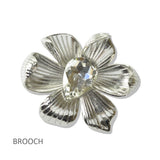 112561, TEARDROP CRYSTAL TEXTURED FLOWER BROOCH PIN