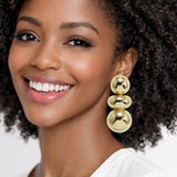 112562, OVERSIZED CHUNKY STACKED SPHERE GOLD EARRINGS