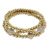 112563, CRYSTAL CLOVER ACCENT MULTI LAYERED CCB BEADED STRETCH BRACELET