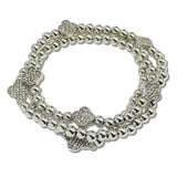 112563, CRYSTAL CLOVER ACCENT MULTI LAYERED CCB BEADED STRETCH BRACELET