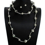 112566, CCB HAMMERED BEADED STRETCHABLE LONG NECKLACE