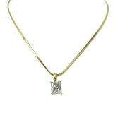 112570, STAINLESS STEEL RECTANGULAR CZ SNAKE CHAIN NECKLACE