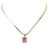 112570, STAINLESS STEEL RECTANGULAR CZ SNAKE CHAIN NECKLACE