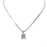 112570, STAINLESS STEEL RECTANGULAR CZ SNAKE CHAIN NECKLACE
