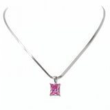 112570, STAINLESS STEEL RECTANGULAR CZ SNAKE CHAIN NECKLACE