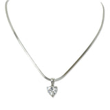 112572, STAINLESS STEEL HEART CZ SNAKE CHAIN NECKLACE