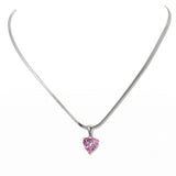 112572, STAINLESS STEEL HEART CZ SNAKE CHAIN NECKLACE