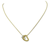 112588, STAINLESS STEEL TWO TONE DOUBLE HEART PENDANT NECKLACE