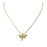 112589, STAINLESS STEEL MOP DRAGONFLY PENDANT NECKLACE