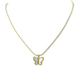 112590, STAINLESS STEEL MOP BUTTERFLY PENDANT NECKLACE