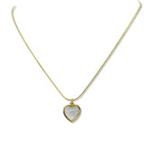 112591, STAINLESS STEEL MOP HEART PENDANT NECKLACE