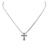 112595, STAINLESS STEEL ROUNDED CROSS PENDANT NECKLACE