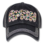 112598, FLORAL AMEN WASHED BASEBALL CAP