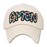 112598, FLORAL AMEN WASHED BASEBALL CAP