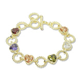 112606, TIMELESS 14K GOLD PLATED HEART CZ TOGGLE BRACELET
