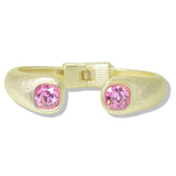 112607, TIMELESS MATTE GOLD SQUARE CZ HINGED CUFF BRACELET