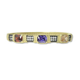 112608, TIMELESS 14K GOLD PLATED RECTANGULAR CZ BANGLE BRACELET