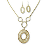 112611, GOLD TONE OVAL CELLULOID ACETATE NECKLACE AND EARRING SET