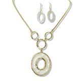 112611, GOLD TONE OVAL CELLULOID ACETATE NECKLACE AND EARRING SET