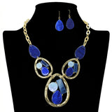 112612, GEOMETRIC CELLULOID ACEATE NECKLACE AND EARRING SET