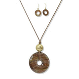 112614, CELLULOID ACETATE ROUND PENDANT LONG ADJUSTABLE NECKLACE