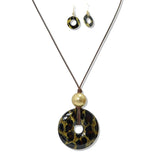 112614, CELLULOID ACETATE ROUND PENDANT LONG ADJUSTABLE NECKLACE