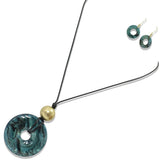 112614, CELLULOID ACETATE ROUND PENDANT LONG ADJUSTABLE NECKLACE