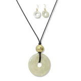 112614, CELLULOID ACETATE ROUND PENDANT LONG ADJUSTABLE NECKLACE