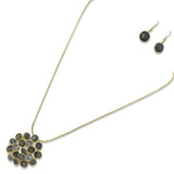 112615, ENAMEL MARBLED CIRCLE CLUSTER PENDANT LONG ADJUSTABLE NECKLACE