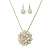 112615, ENAMEL MARBLED CIRCLE CLUSTER PENDANT LONG ADJUSTABLE NECKLACE