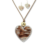 112616, CELLULOID ACEATE HEART PENDANT LONG ADJUSTABLE CORD NECKLACE