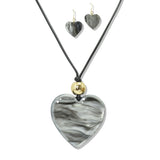 112616, CELLULOID ACEATE HEART PENDANT LONG ADJUSTABLE CORD NECKLACE