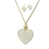 112616, CELLULOID ACEATE HEART PENDANT LONG ADJUSTABLE CORD NECKLACE