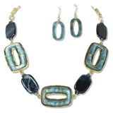 112619, GEOMETRIC CELLULOID ACETATE NECKLACE AND EARRING SET