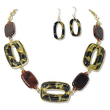 112619, GEOMETRIC CELLULOID ACETATE NECKLACE AND EARRING SET
