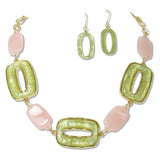 112619, SORORITY GEOMETRIC CELLULOID ACETATE NECKLACE AND EARRING SET