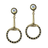 112624, WESTERN BLACK ENAMELED STUDDED HORSEBIT DROP EARRINGS