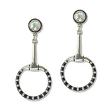 112624, WESTERN BLACK ENAMELED STUDDED HORSEBIT DROP EARRINGS