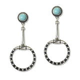 112624, WESTERN BLACK ENAMELED STUDDED HORSEBIT DROP EARRINGS