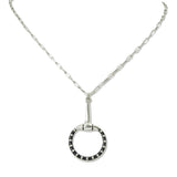112627, WESTERN BLACK ENAMELED STUDDED HORSEBIT PENDANT NECKLACE