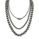112635, WESTERN TRIPLE LAYERED NAVAJO BEAD NECKLACE