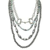 112637, WESTERN HORSEBIT TURQUOISE ACCENT MULTI STRAND LAYERED NAVAJO BEAD NECKLACE