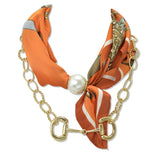 112639, WESTERN EQUESTRIAN SCARF CHAIN NECKLACE WITH PEARL AND HORSEBIT