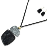112640, 112640, CELLULOID ACETATE GEOMETRIC PENDANT LONG ADJUSTABLE NECKLACE