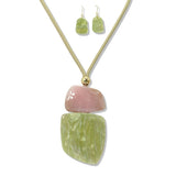 112640, SORORITY CELLULOID ACETATE GEOMETRIC PENDANT LONG ADJUSTABLE NECKLACE